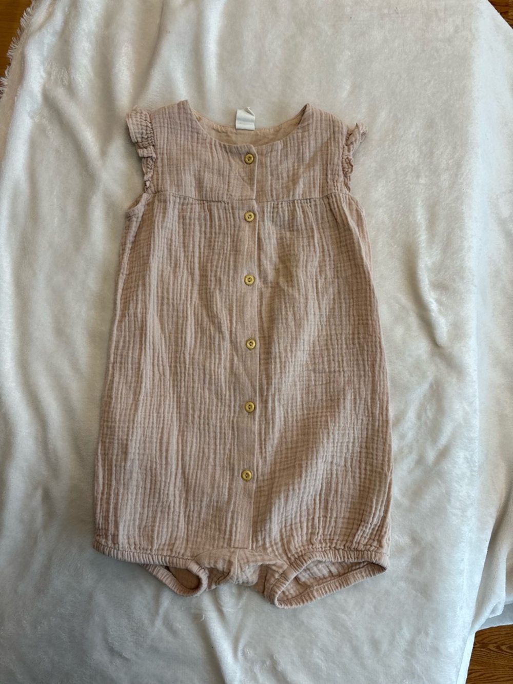 H&M bubble romper summer toddler girl 3T 4T muslin tan